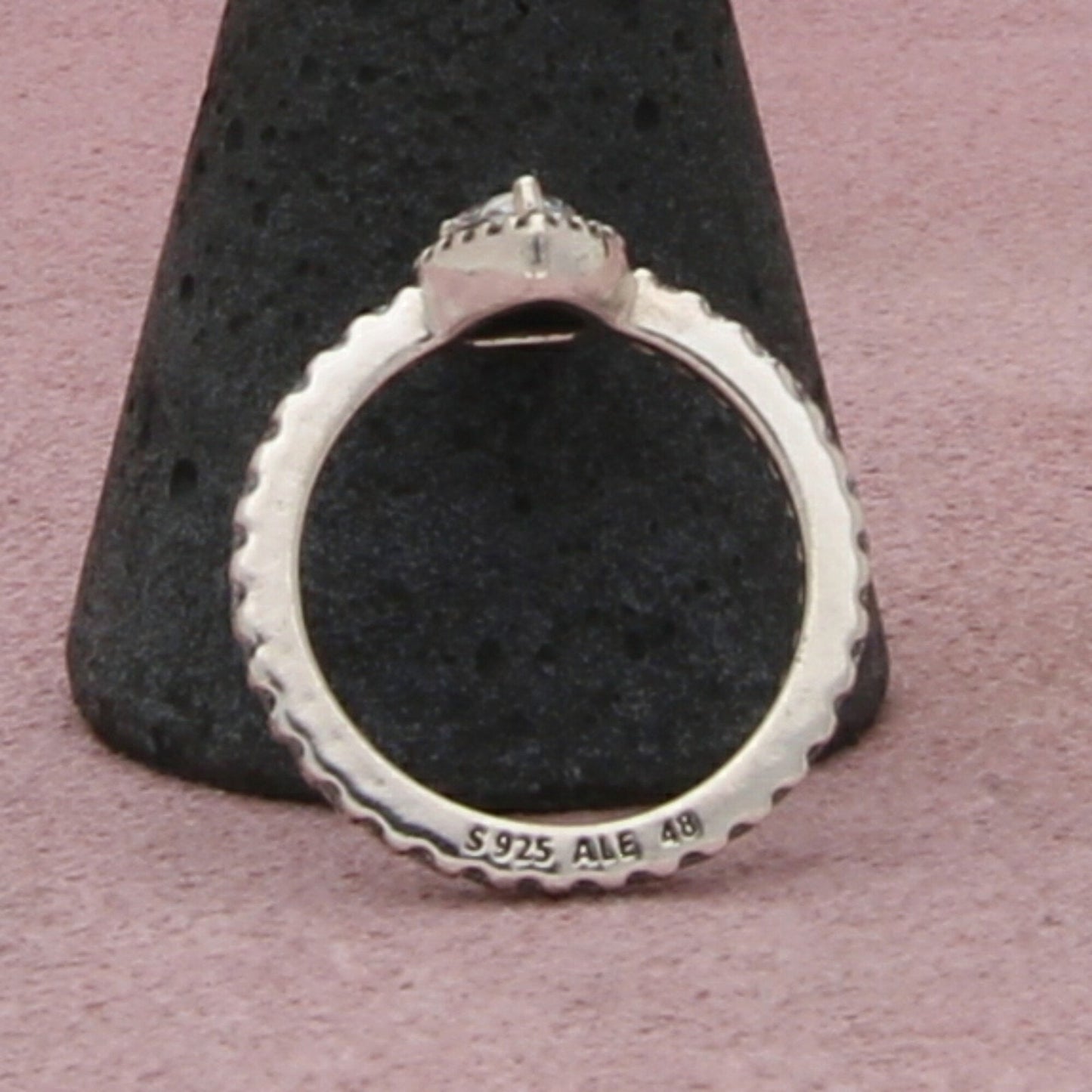 pandora sterling silver sparkling pear halo cz ring size 4.5