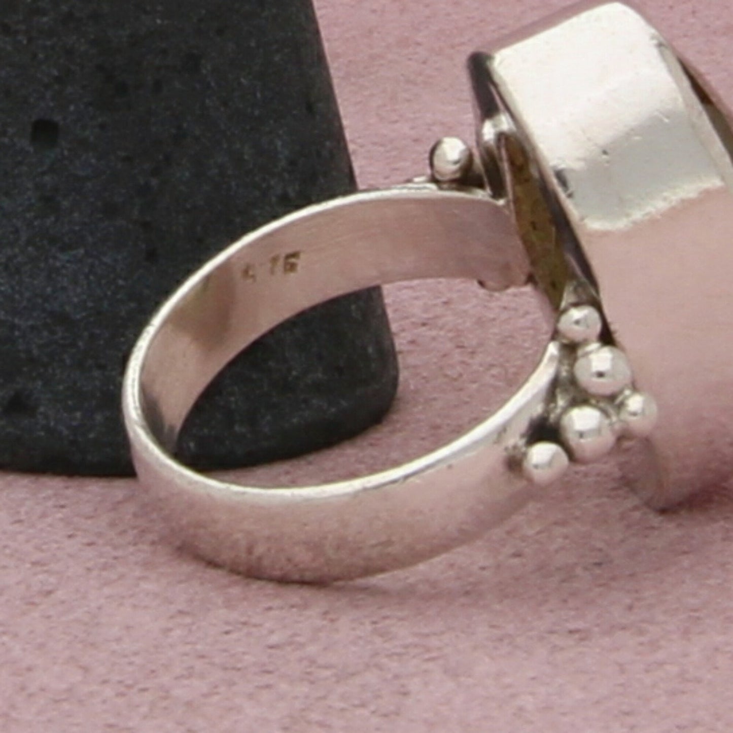 sterling silver vintage elongated faceted citrine ring size 8