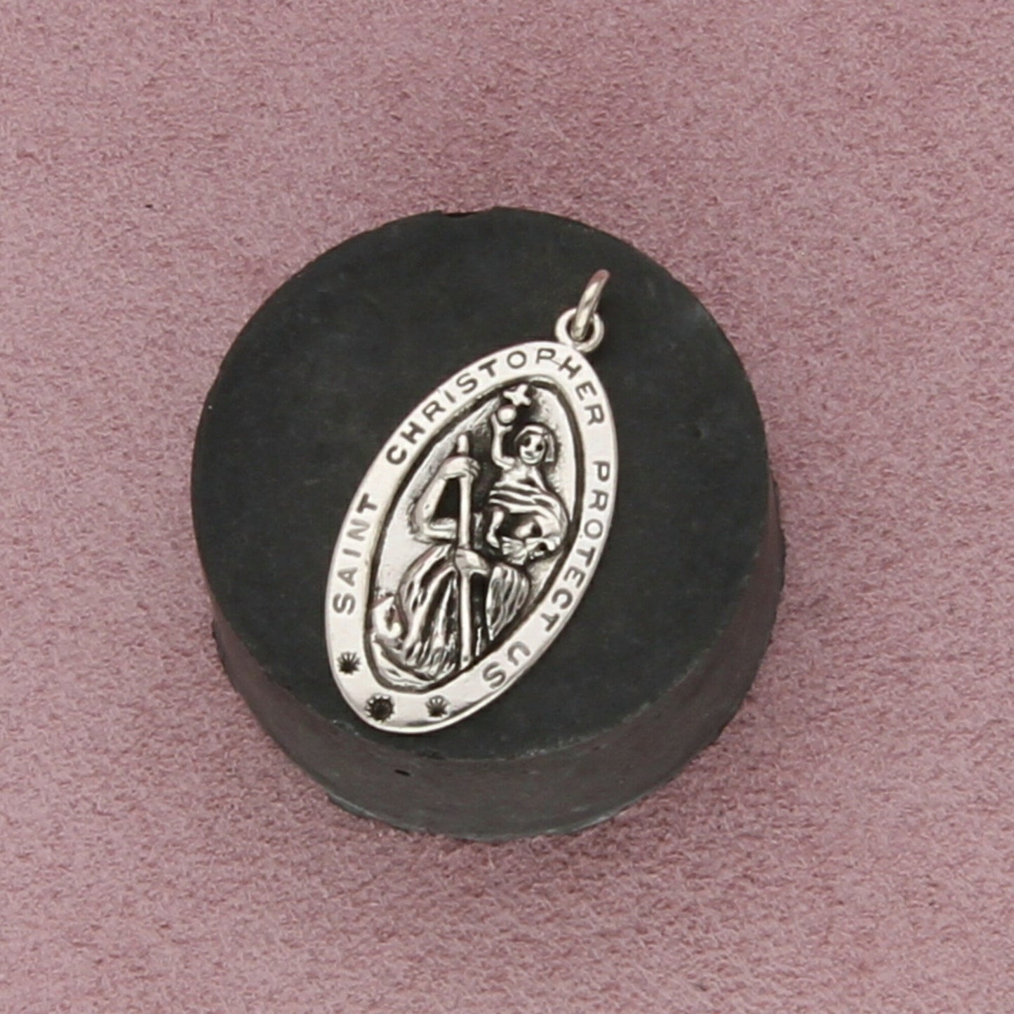 sterling silver vintage catholic saint christopher medal pendant