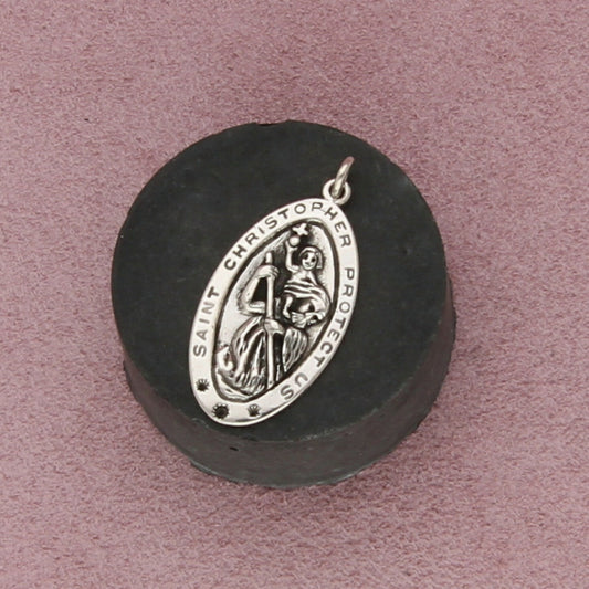 sterling silver vintage catholic saint christopher medal pendant
