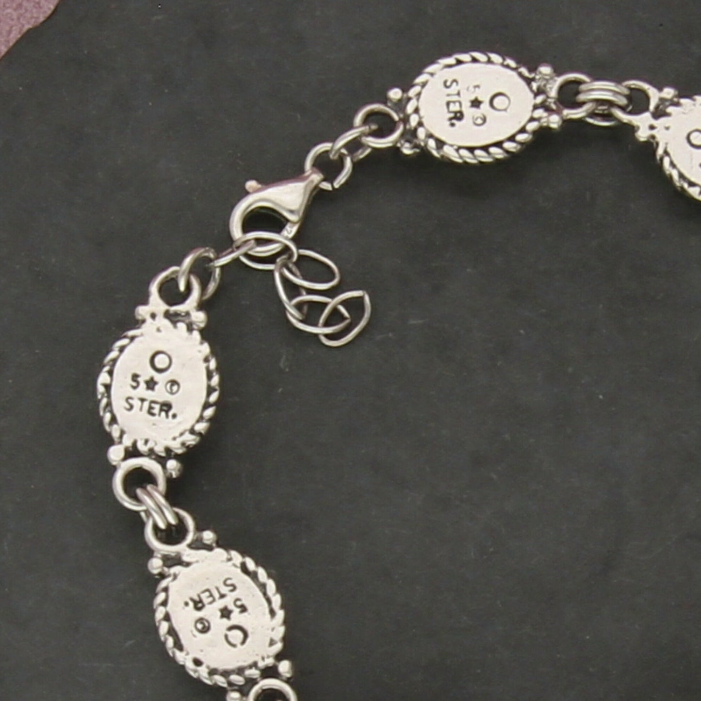 sterling silver braided opal link bracelet size 7-7.5in