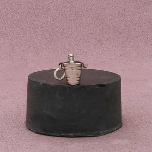 sterling silver vintage 3d champagne in bucket charm pendant