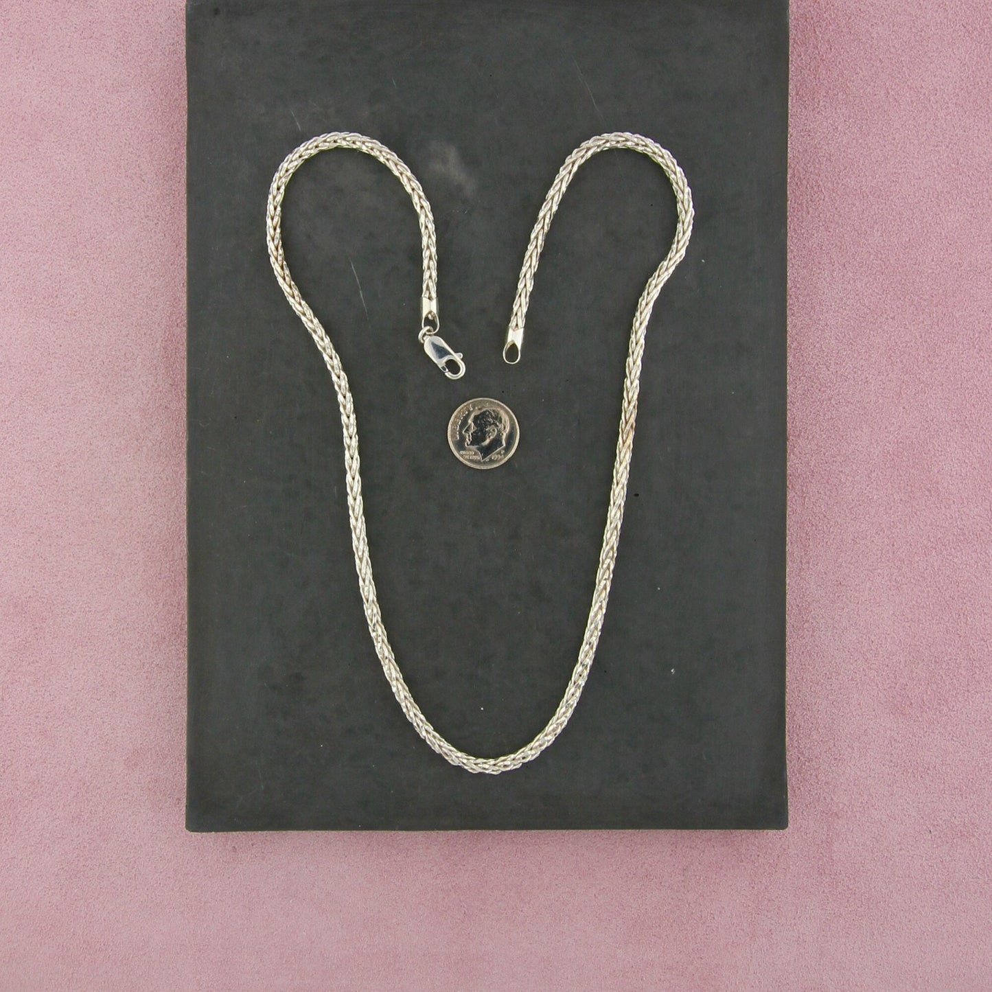 sterling silver italy 3mm diamond-cut wheat chain necklace size 20in
