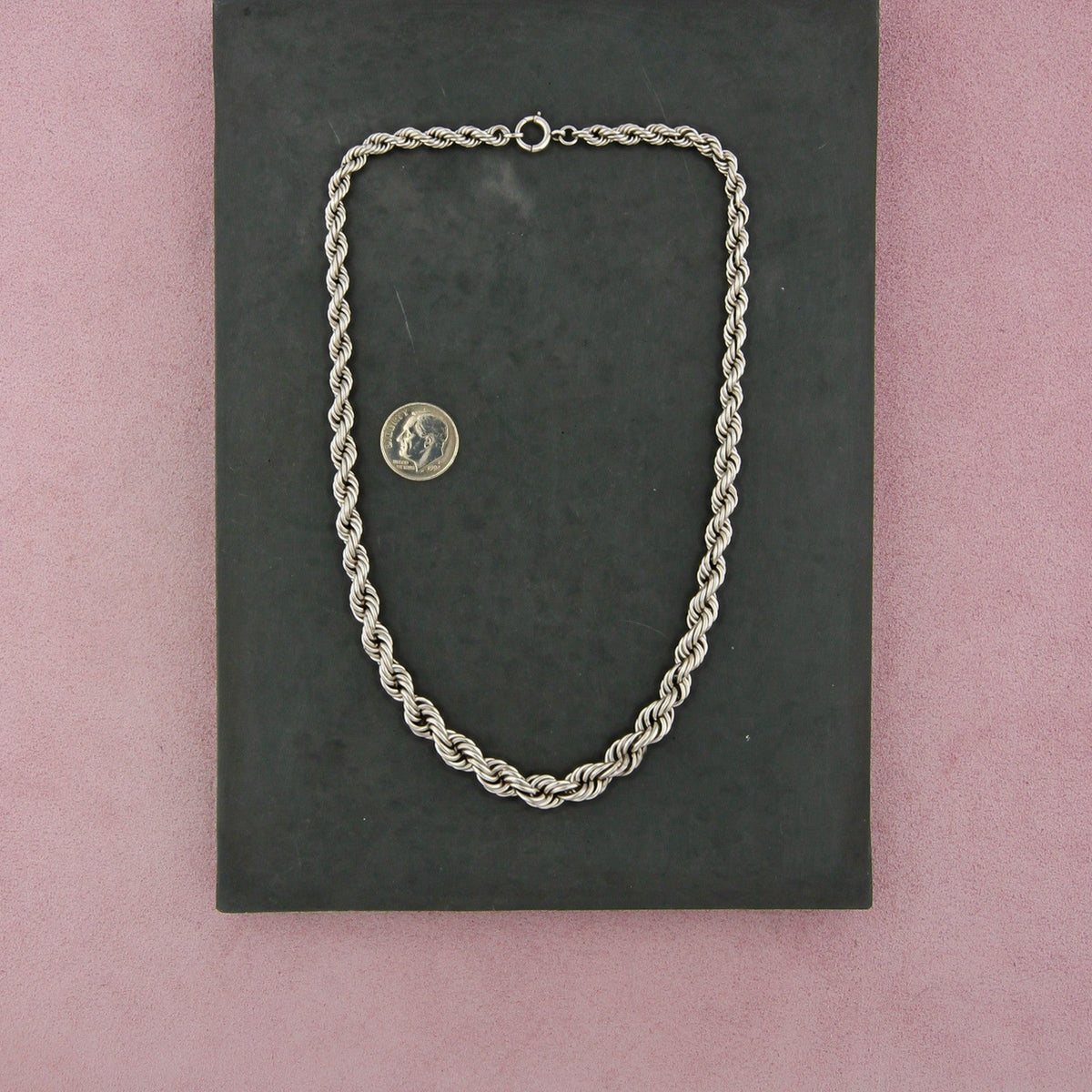 Sterling Silver Vintage Graduated Twisted Rope Chain Necklace Size 16in