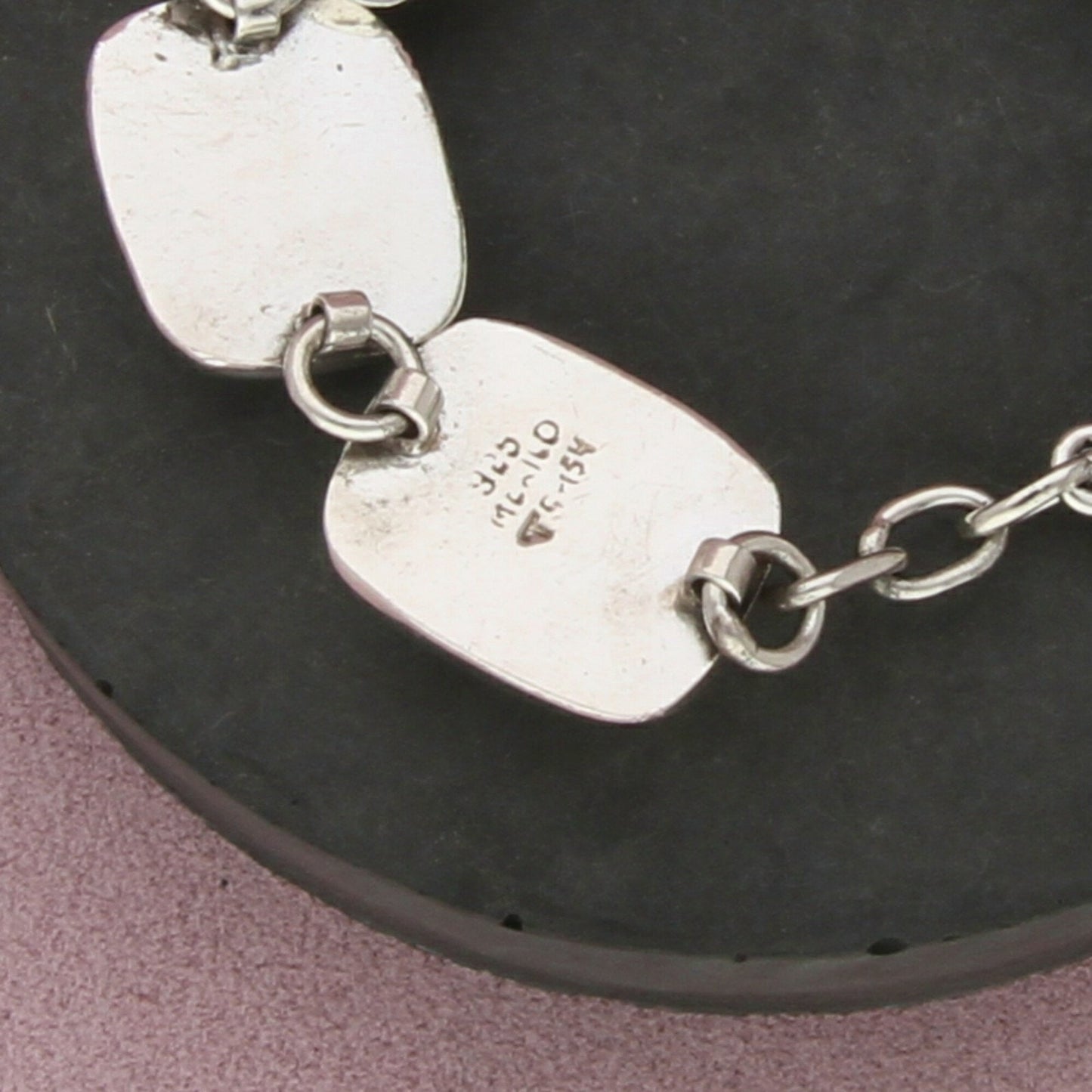 taxco mexico sterling silver onyx jasper tigers eye toggle bracelet size 6.5in