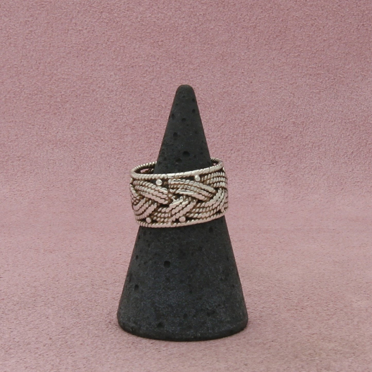 sterling silver vintage 10mm braided band ring size 6