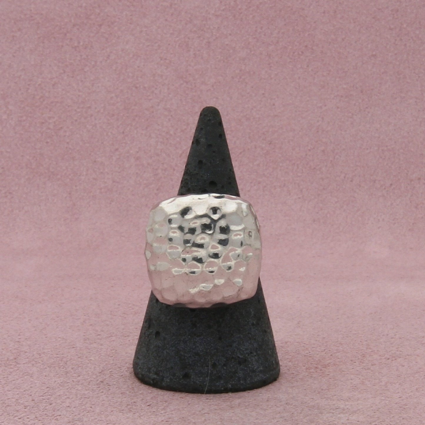 sterling silver hammered square ring size 7.5