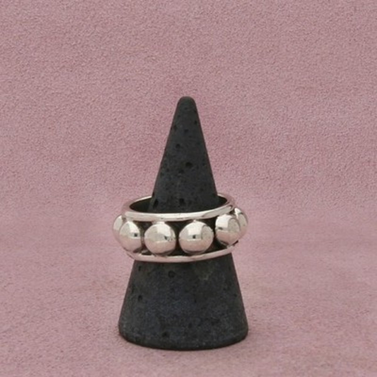 Sterling Silver Vintage Men's Beaded Raised Dome Band Ring Size 9.75