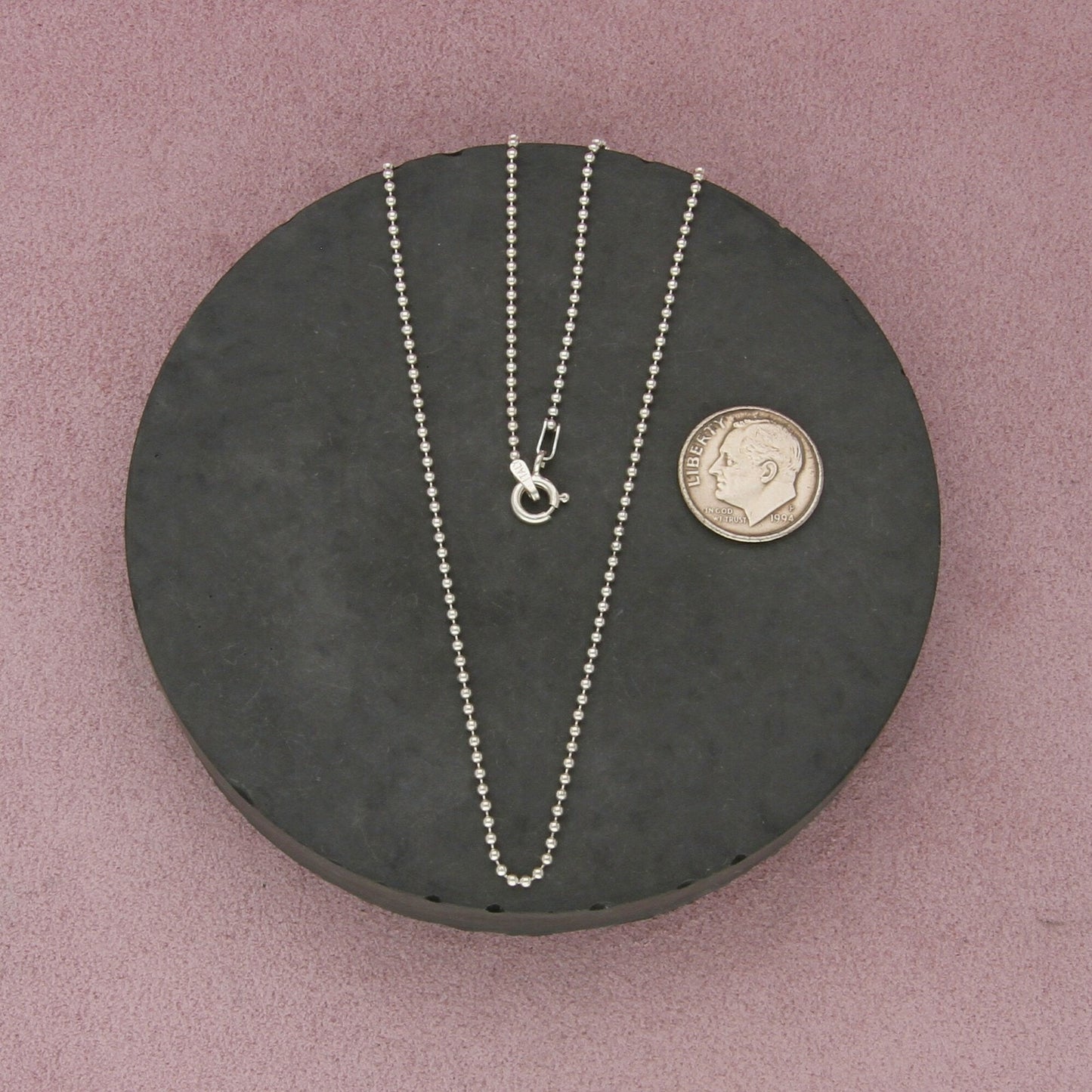 sterling silver italy 1mm bead chain necklace size 20in