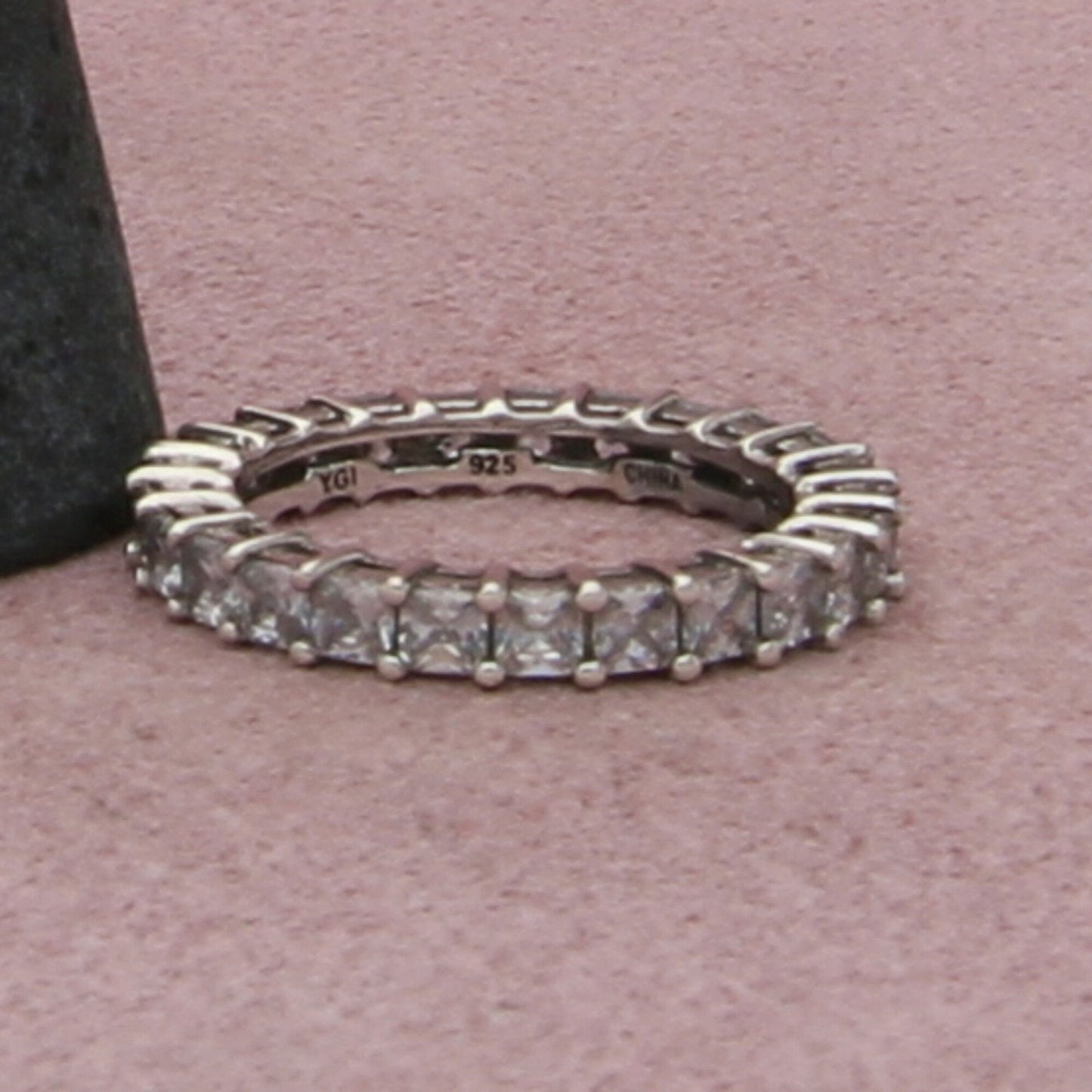 sterling silver princess-cut cz eternity stack band ring size 5.75