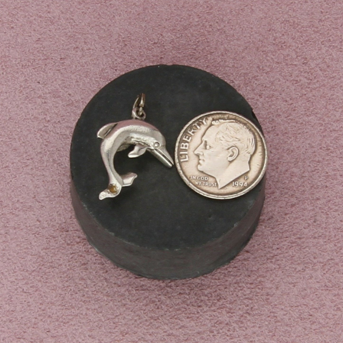 sterling silver vintage 3d dolphin charm pendant