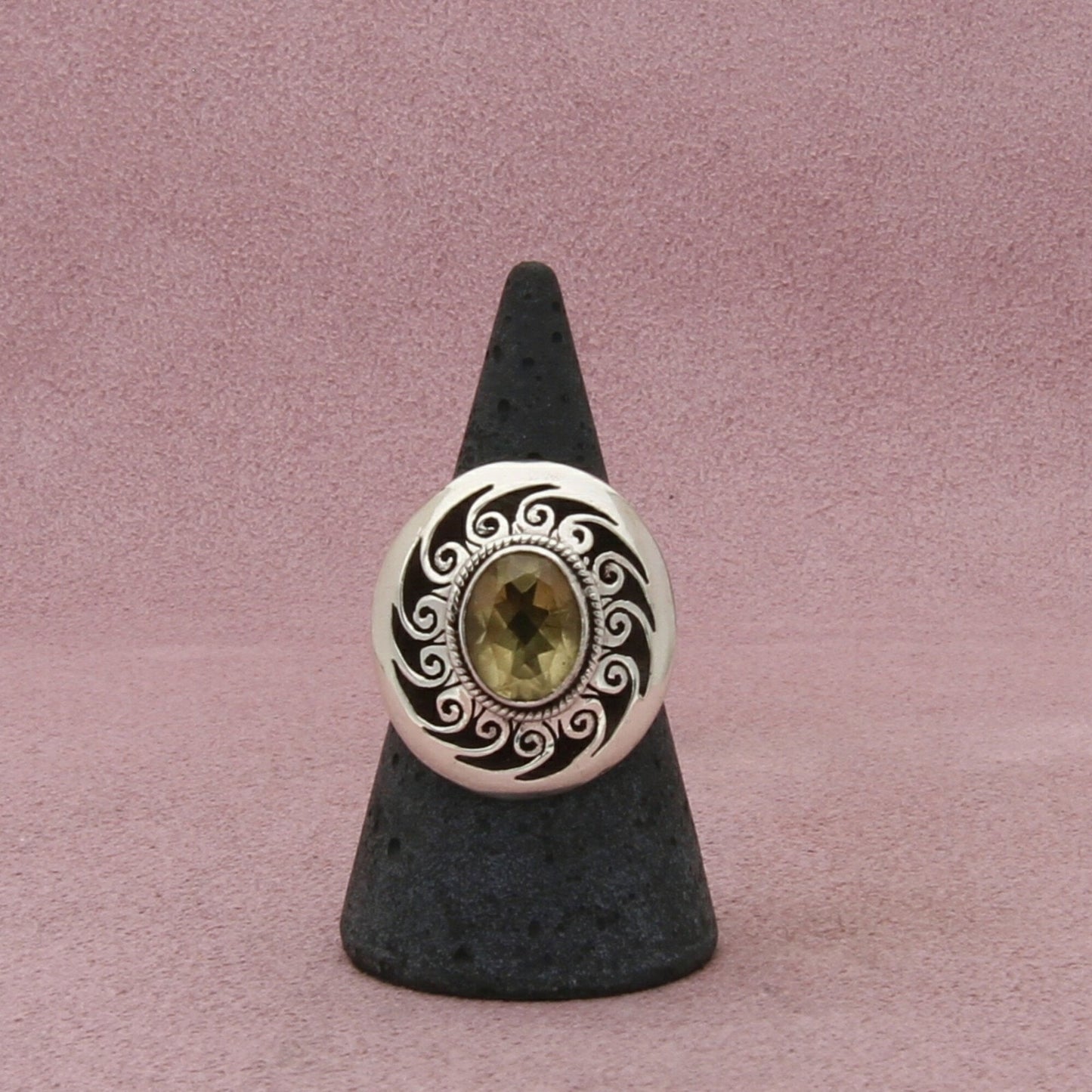 sterling silver vintage braided citrine swirls ring size 8