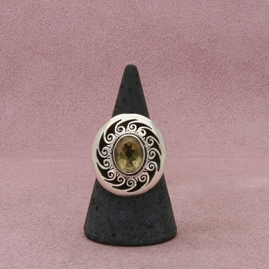 sterling silver vintage braided citrine swirls ring size 8