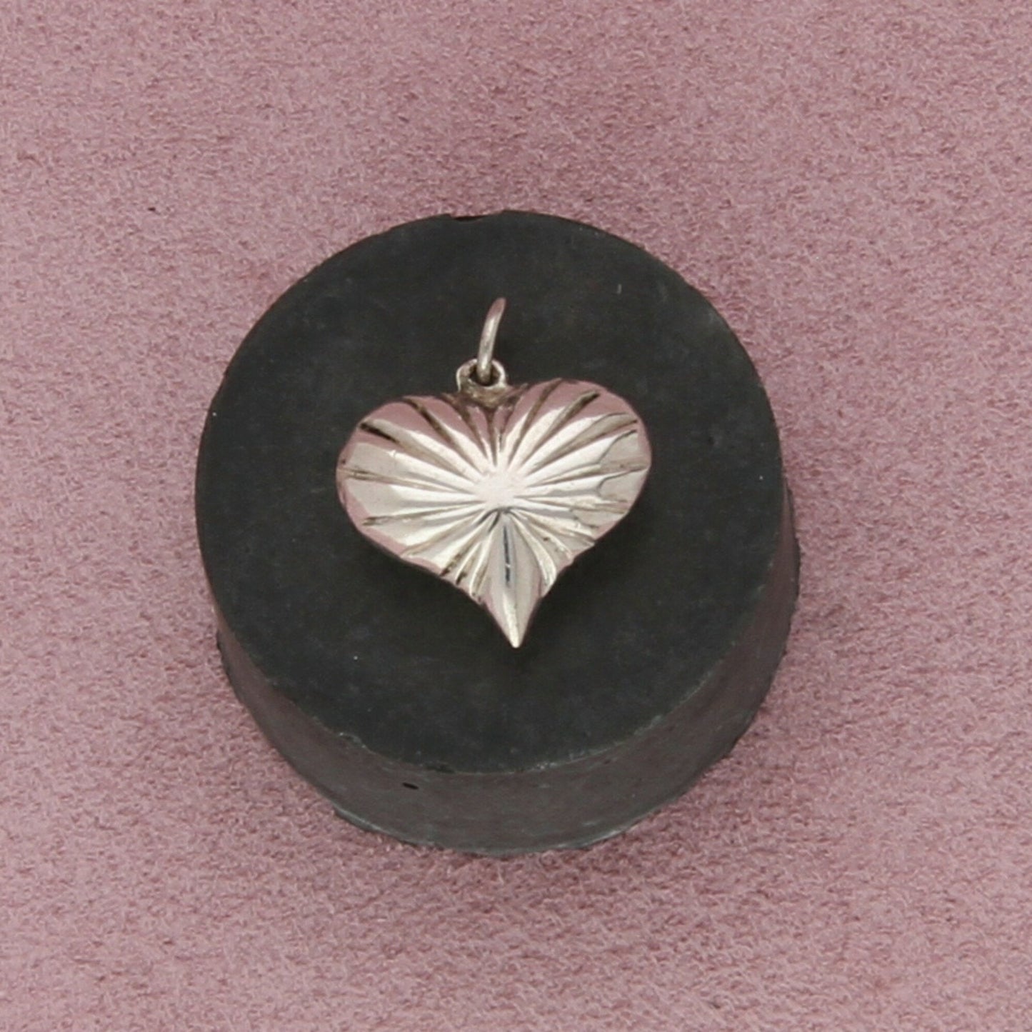sterling silver diamond accent puffy heart pendant