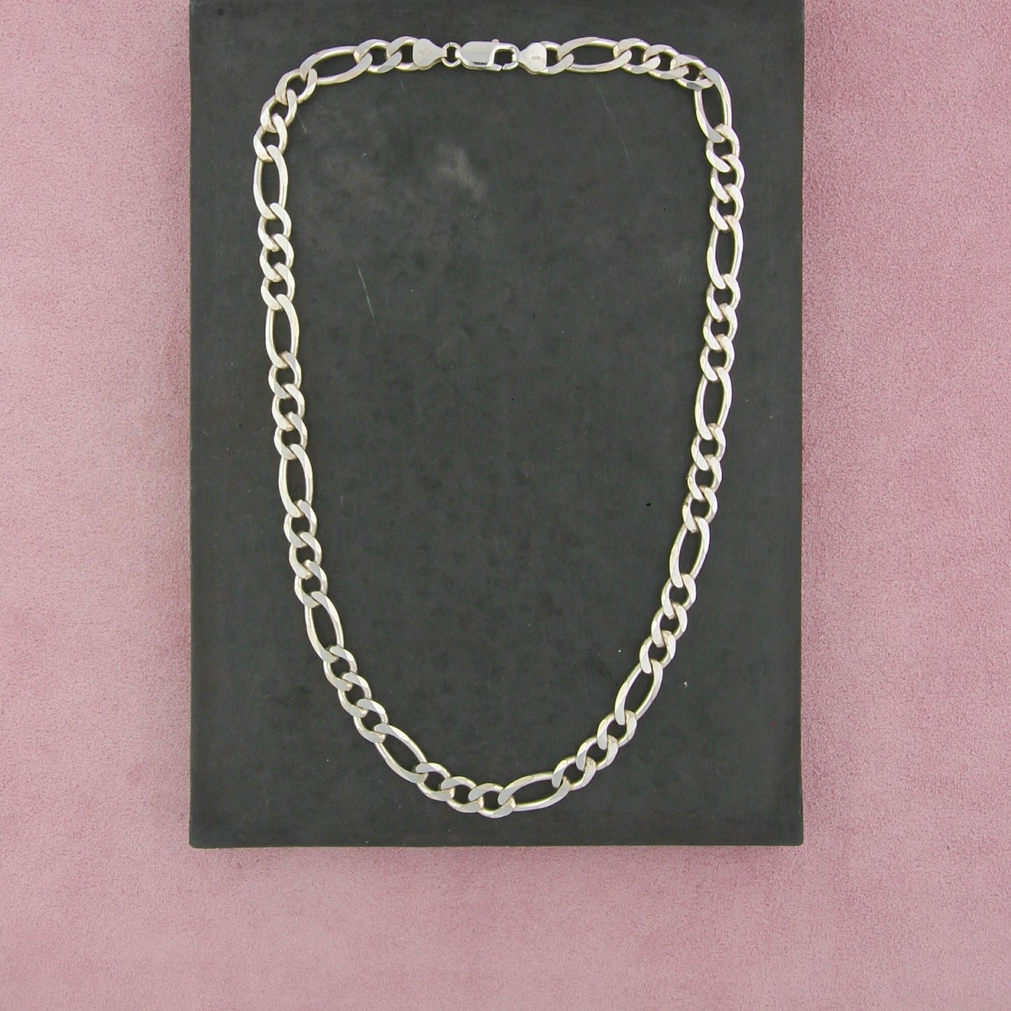 sterling silver mens italian 9mm figaro chain necklace size 19.75in