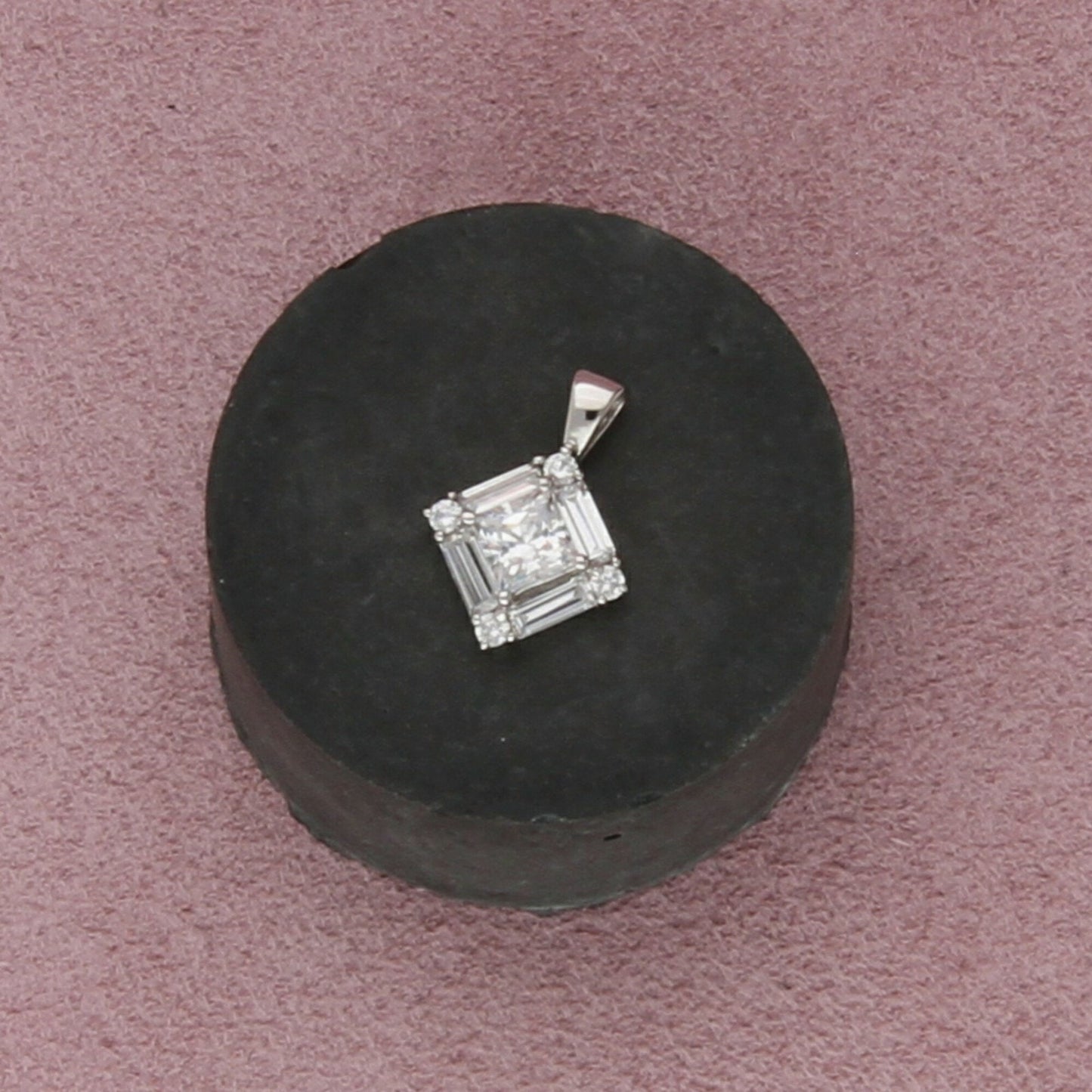 sterling silver princess-cut cz pendant