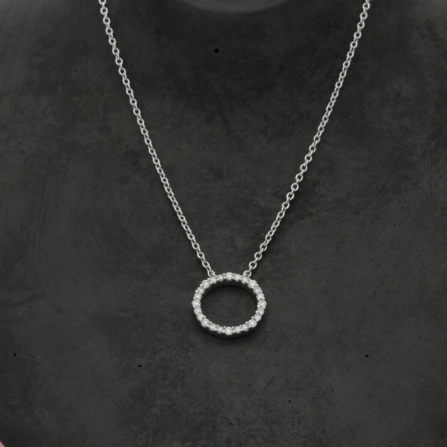 bony levy 18k white gold 0.25 ct diamond liora circle necklace size 16-18in