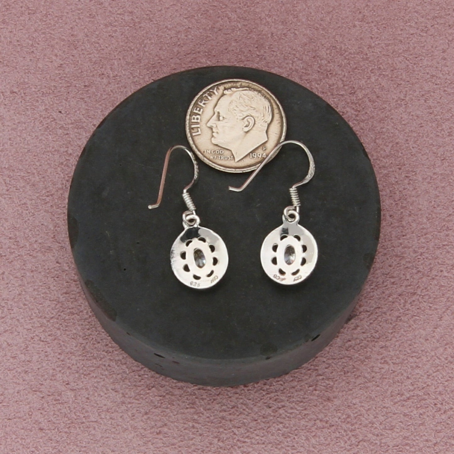 sterling silver marcasite cz dangle earrings