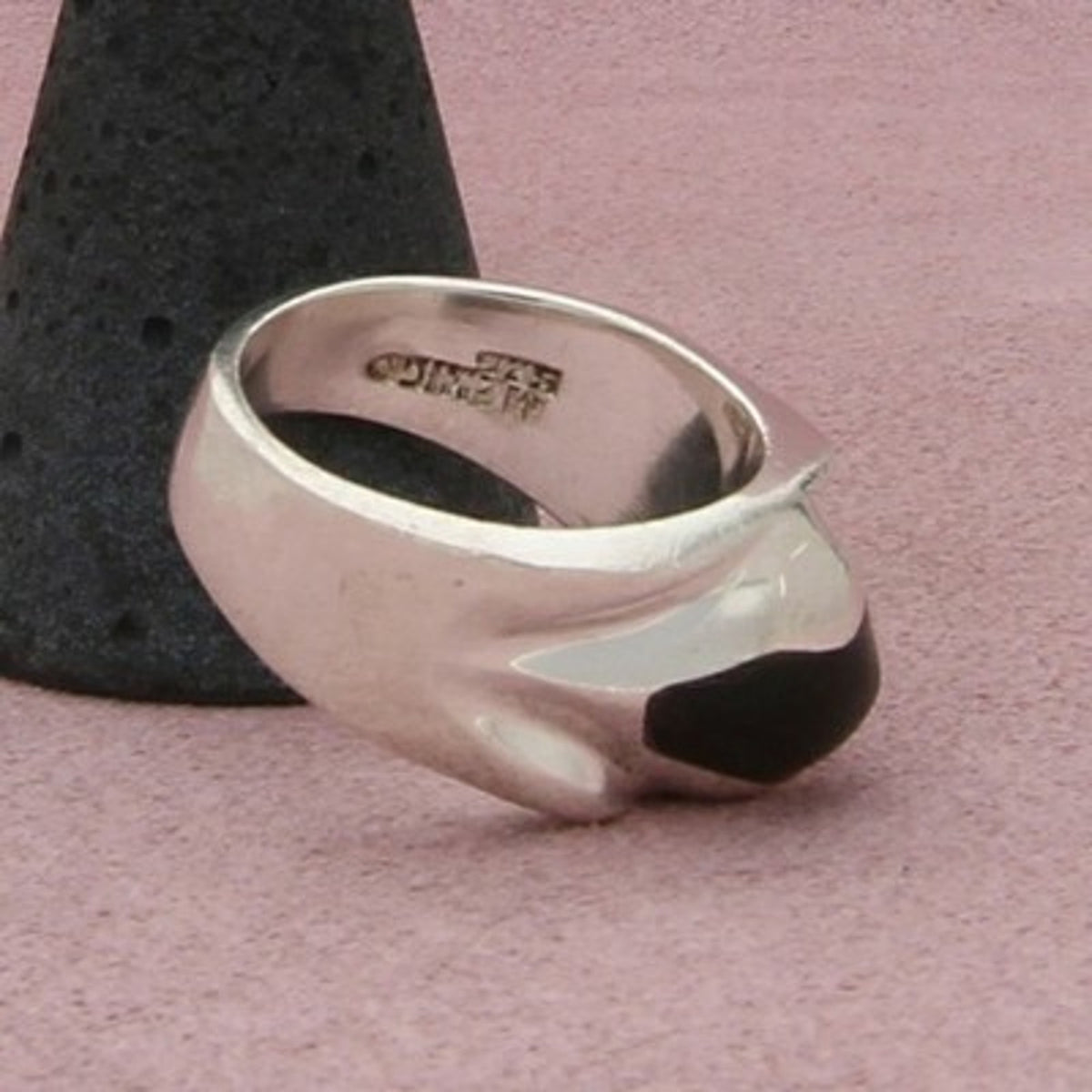 Taxco Mexico Sterling Silver Vintage Men's Chunky Onyx Ring Size 9.5