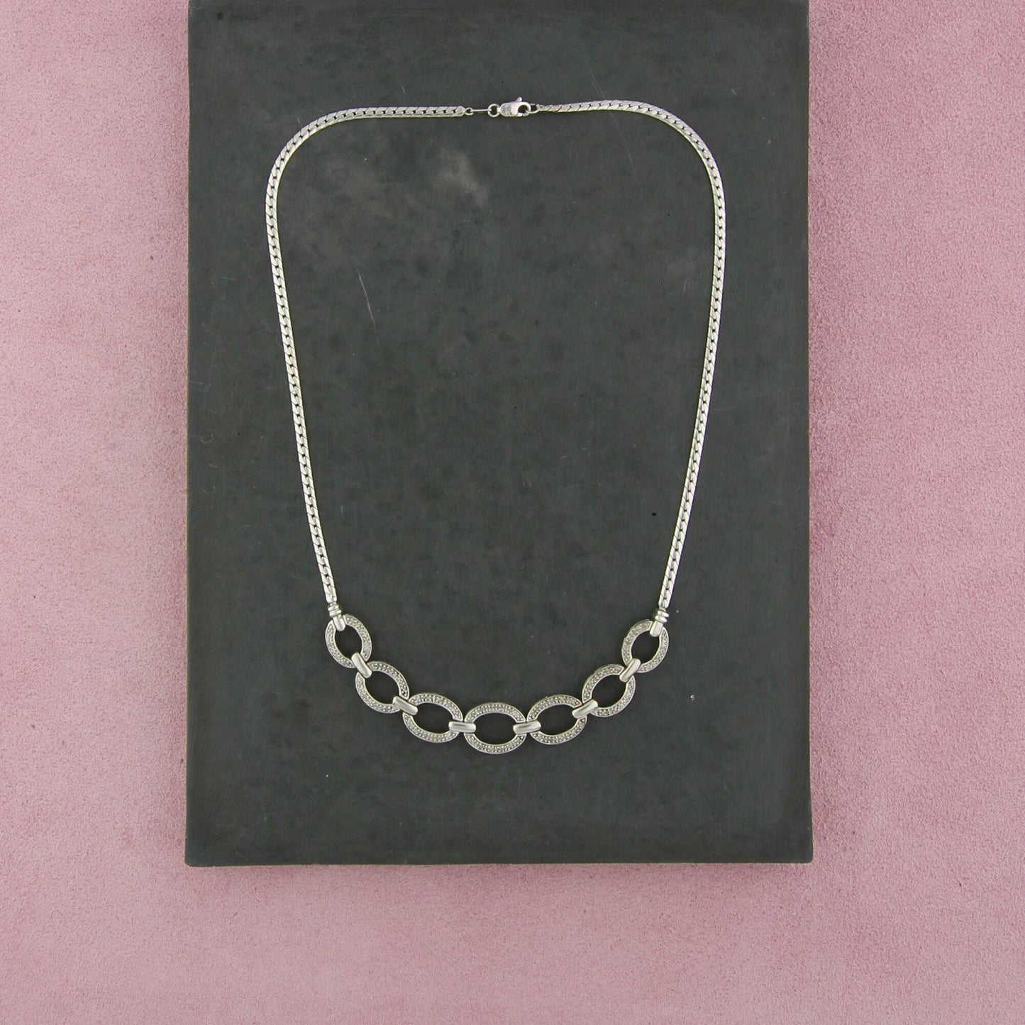 zales sterling silver diamond accent oval link necklace size 17in
