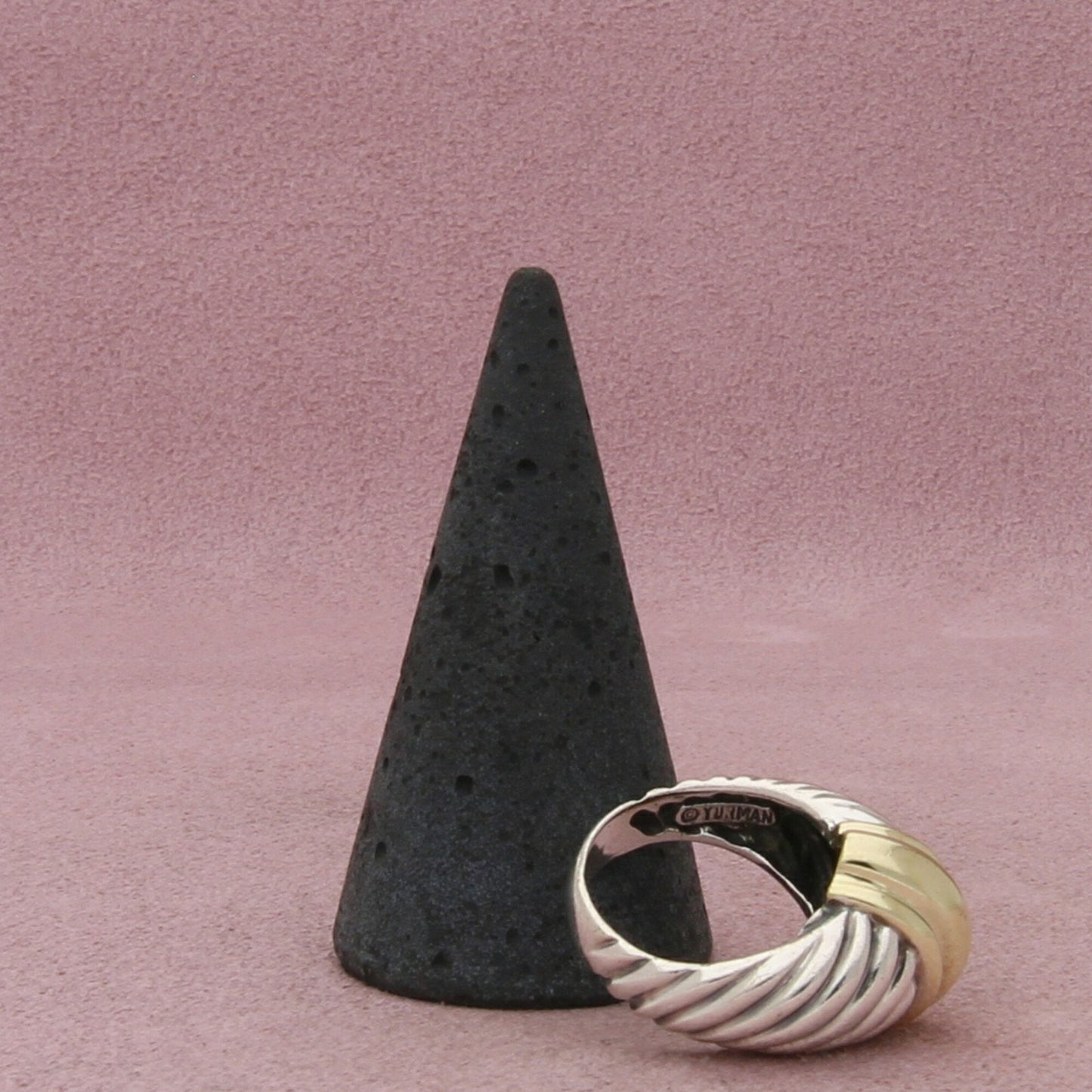 david yurman sterling silver & 14k gold vintage dome cable ring size 5.5