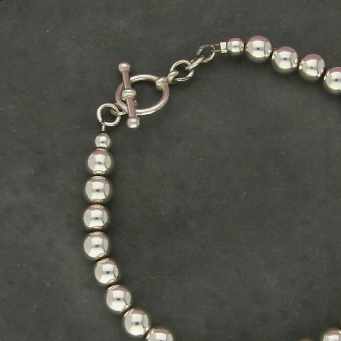sterling silver 6mm bead chain toggle bracelet size 7.5in