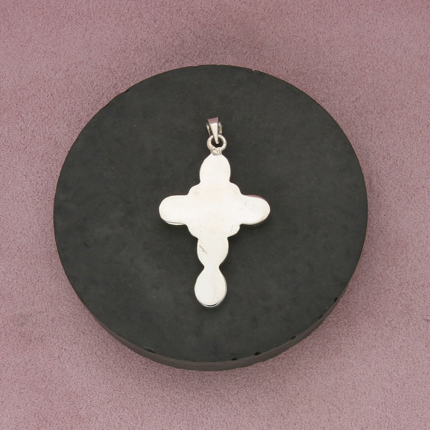 taxco mexico sterling silver vintage large onyx cross pendant