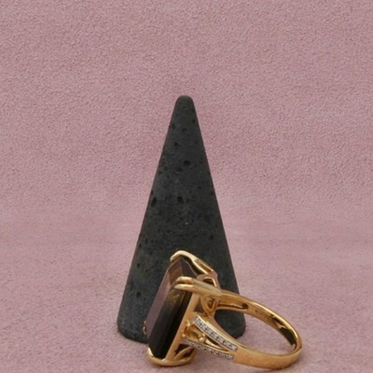 Sterling Silver Gold Plate Step Cut Citrine & Smoky Quartz Cocktail Ring Size 9