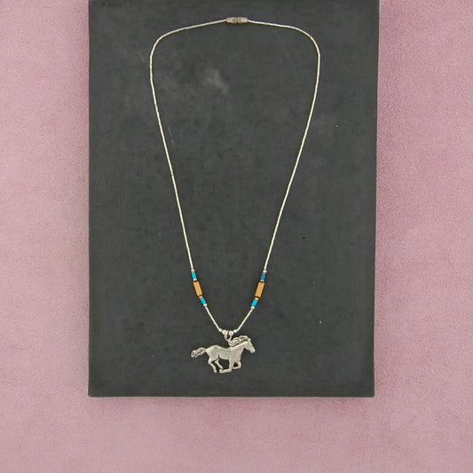 sterling silver southwestern turquoise horse liquid necklace size 16in