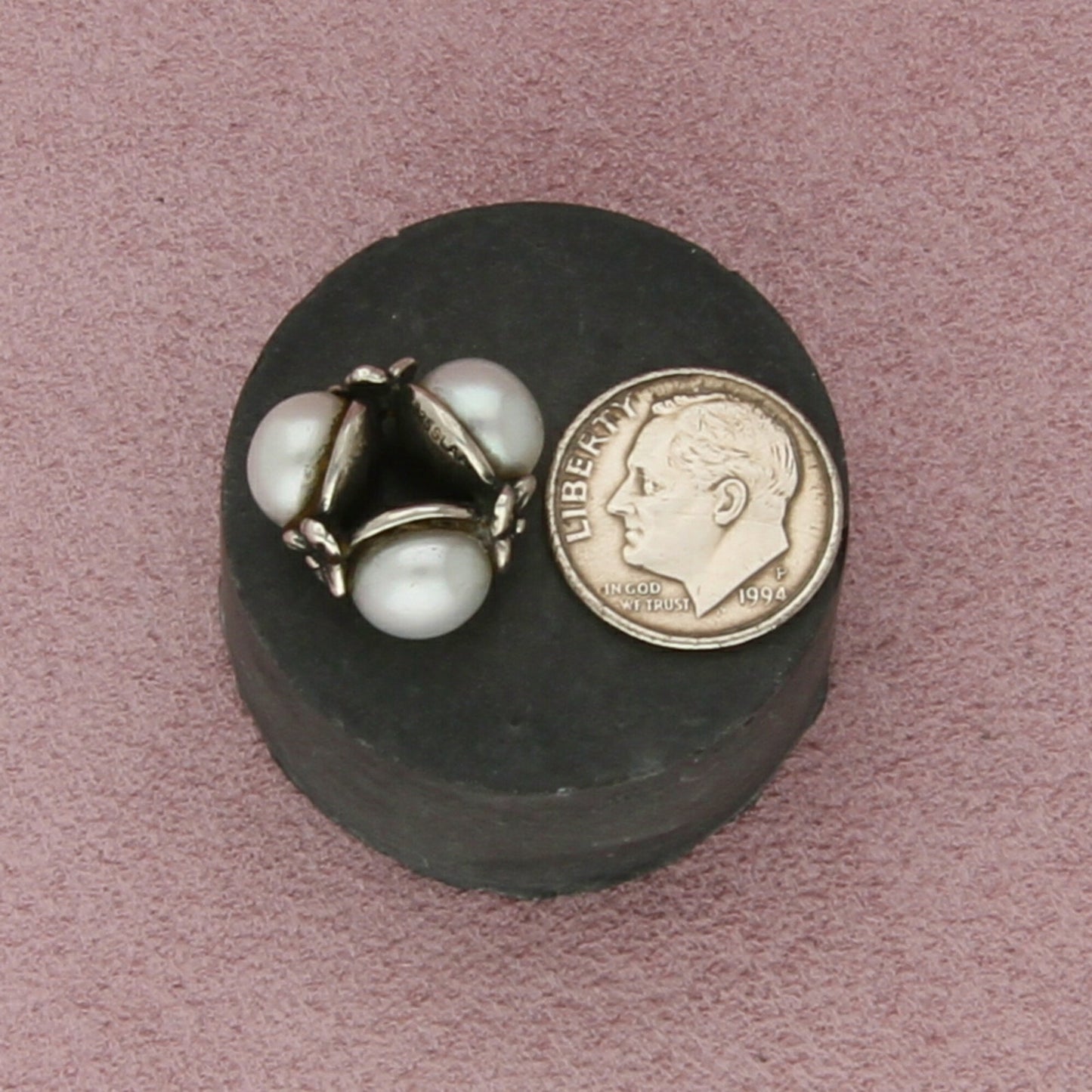 trollbeads sterling silver triple pearl floral retired bead charm