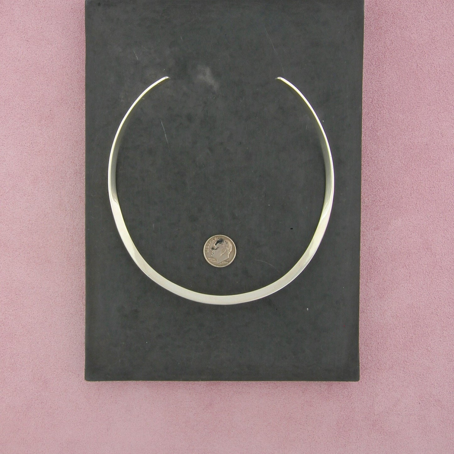taxco mexico sterling silver vintage classic smooth collar necklace size 14in