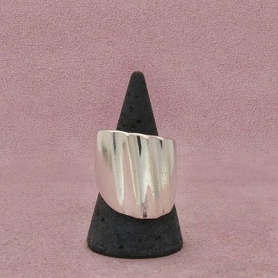 Mexico Sterling Silver Vintage Men's Wide Fluted Band Ring Size 9