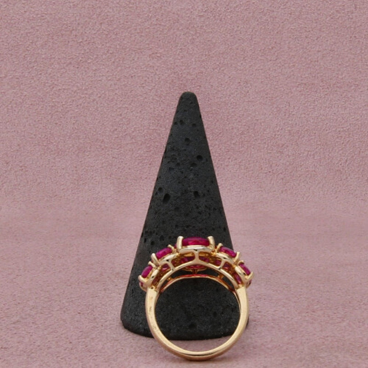 Ross Simons Sterling Silver Gold Plate Pink Sapphire Graduated Oval-Cut Ring 6