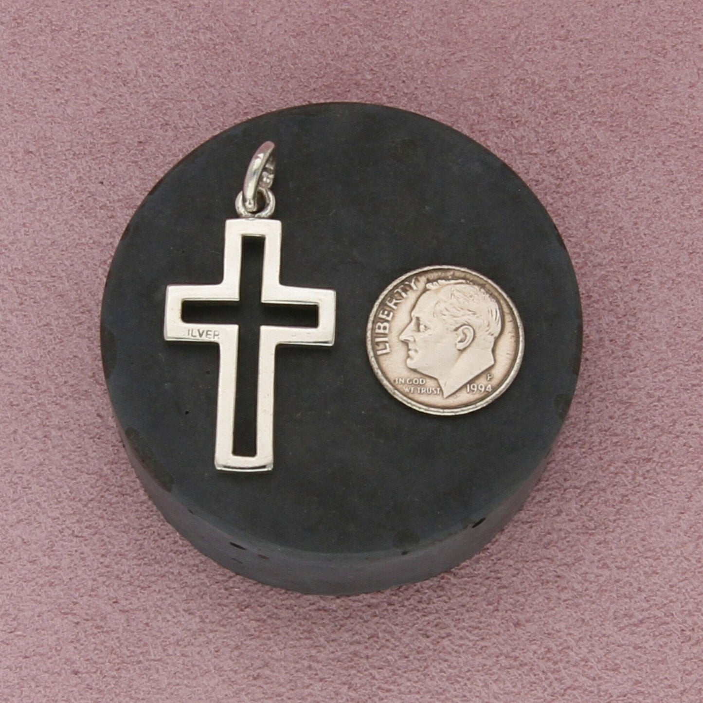 sterling silver vintage open cross pendant