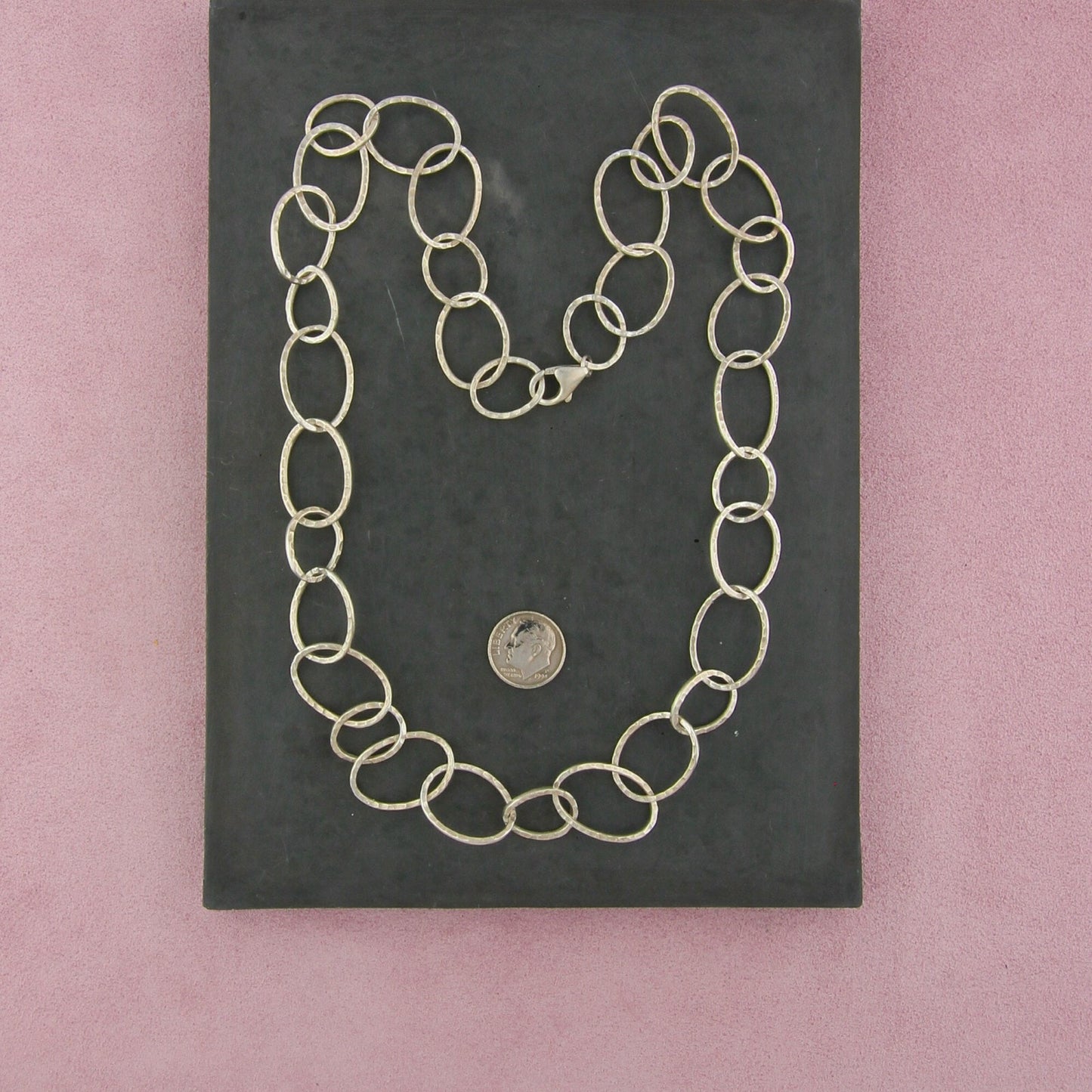 silpada sterling silver hammered oval link chain necklace size 23.5in