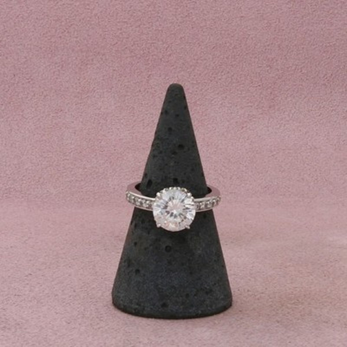 Sterling Silver Round-Cut Cz Engagement Ring Size 6
