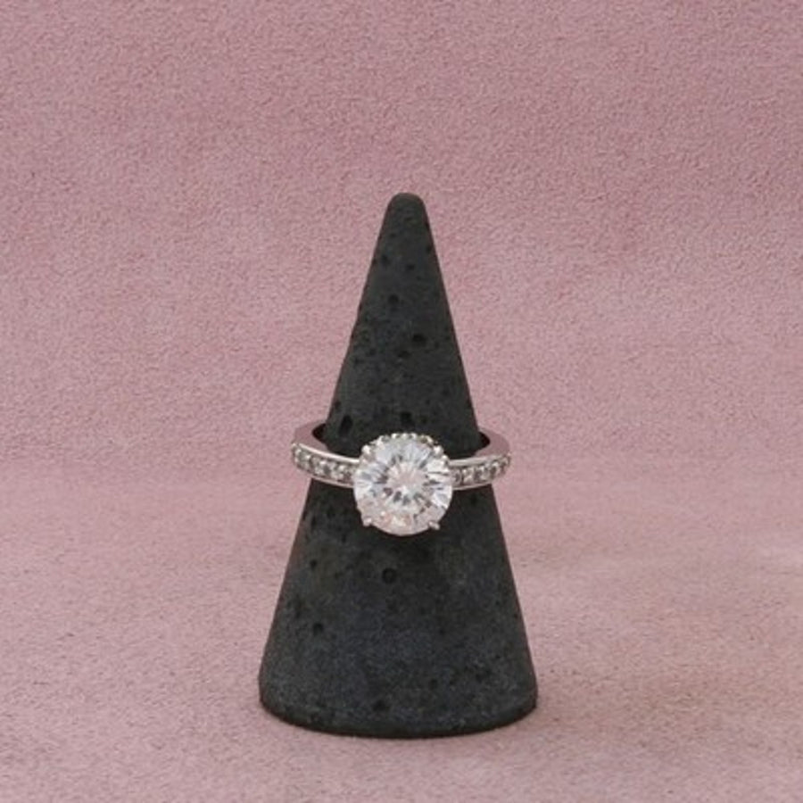 Sterling Silver Round-Cut Cz Engagement Ring Size 6