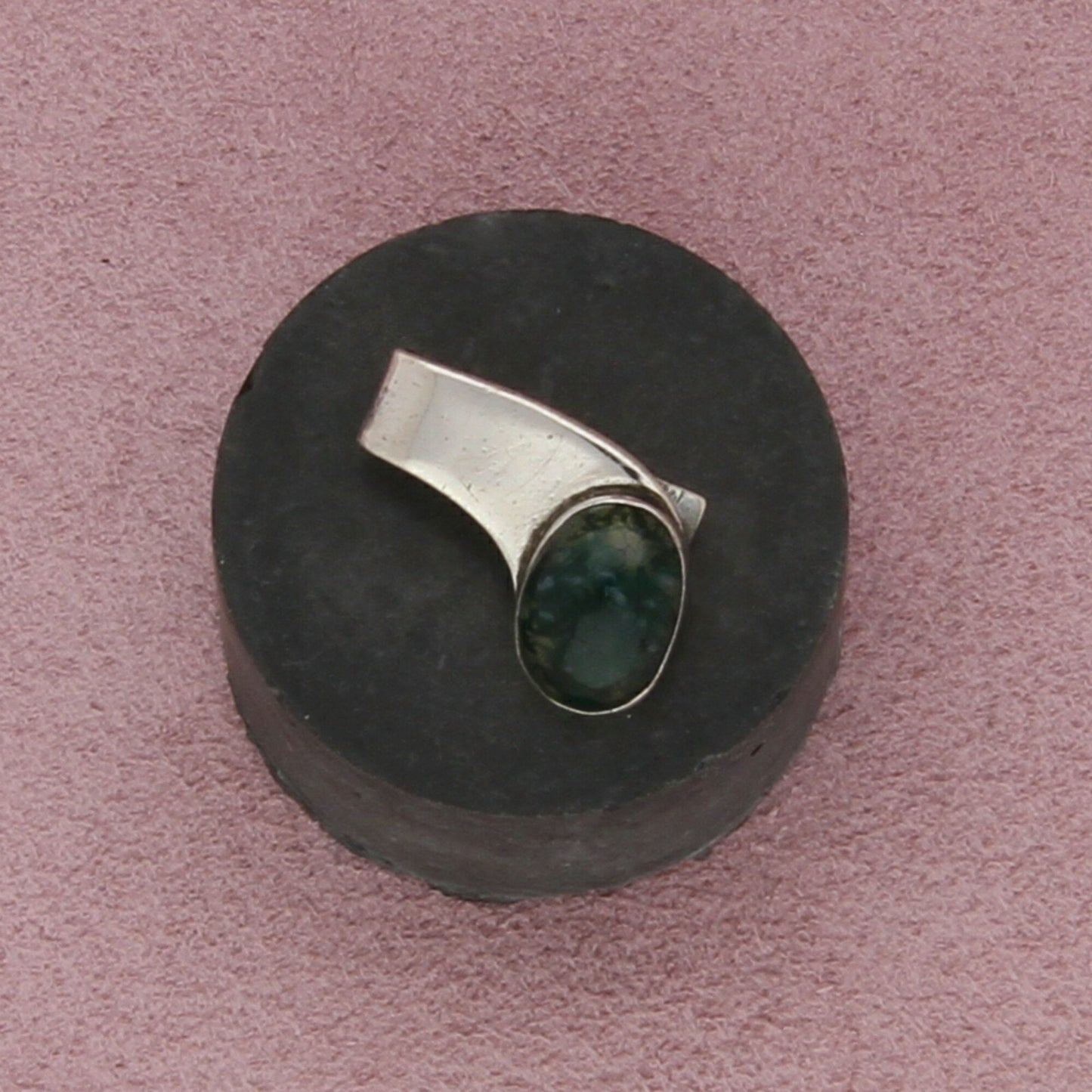 sterling silver vintage small moss agate tie clip