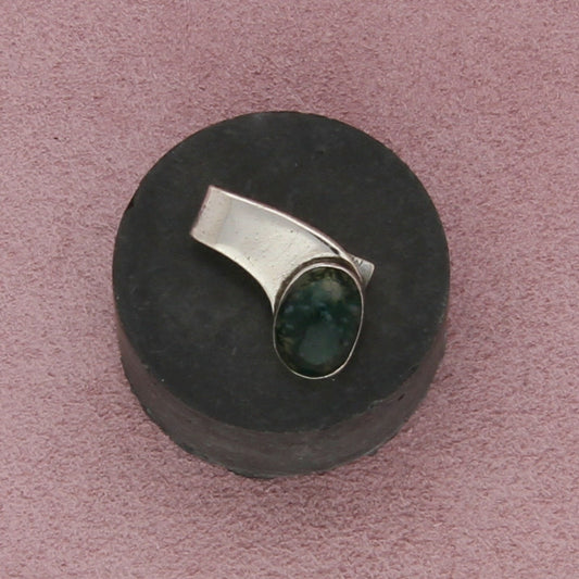 sterling silver vintage small moss agate tie clip