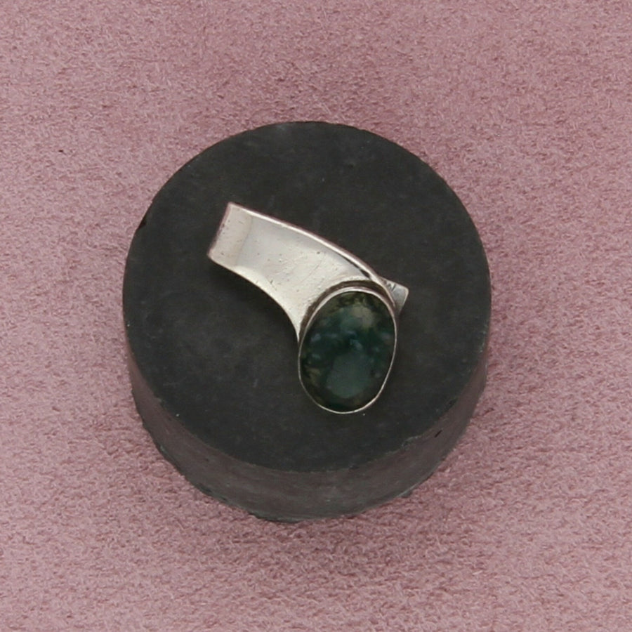 sterling silver vintage small moss agate tie clip