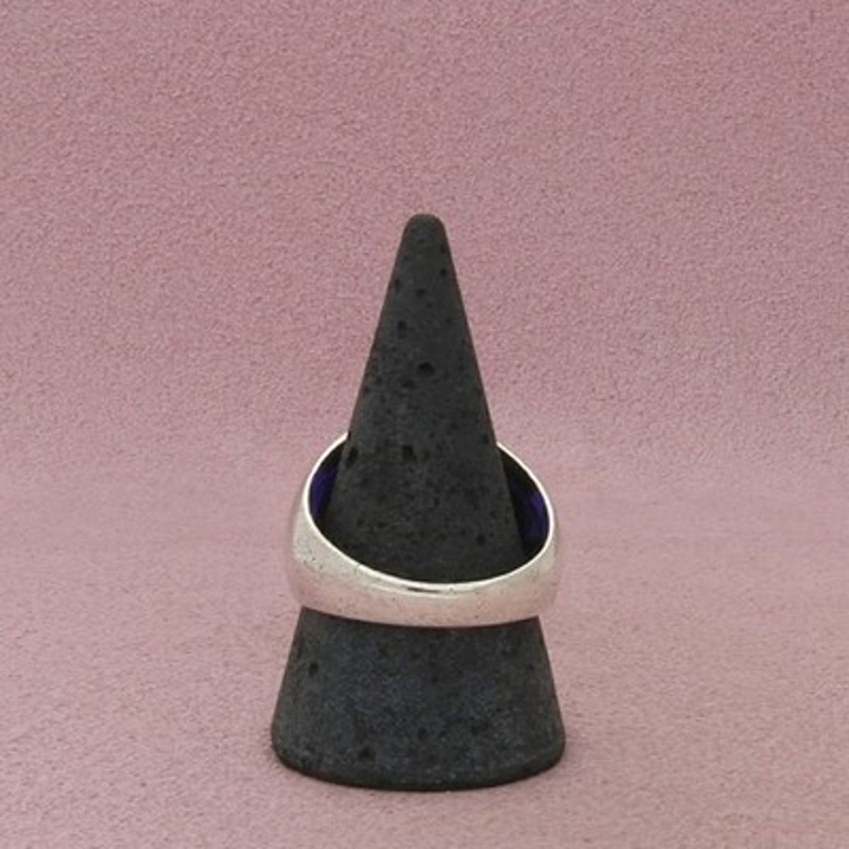 Sterling Silver Men's Signet Ring Blue Oval Center Size 12.25