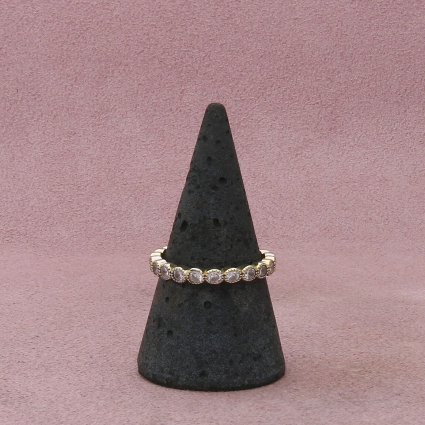 sterling silver dainty cz eternity stack band ring size 8.5