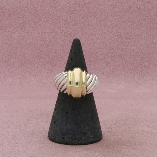 david yurman sterling silver & 14k gold vintage dome cable ring size 5.5