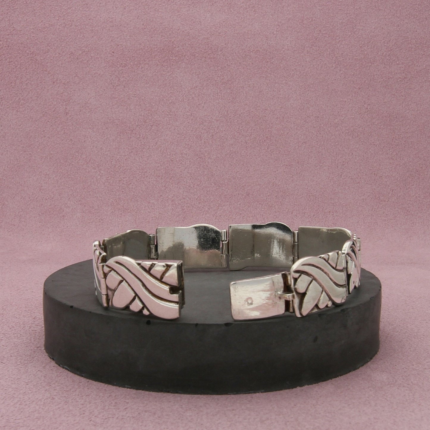 sterling silver vintage panel link bracelet size 6.75in