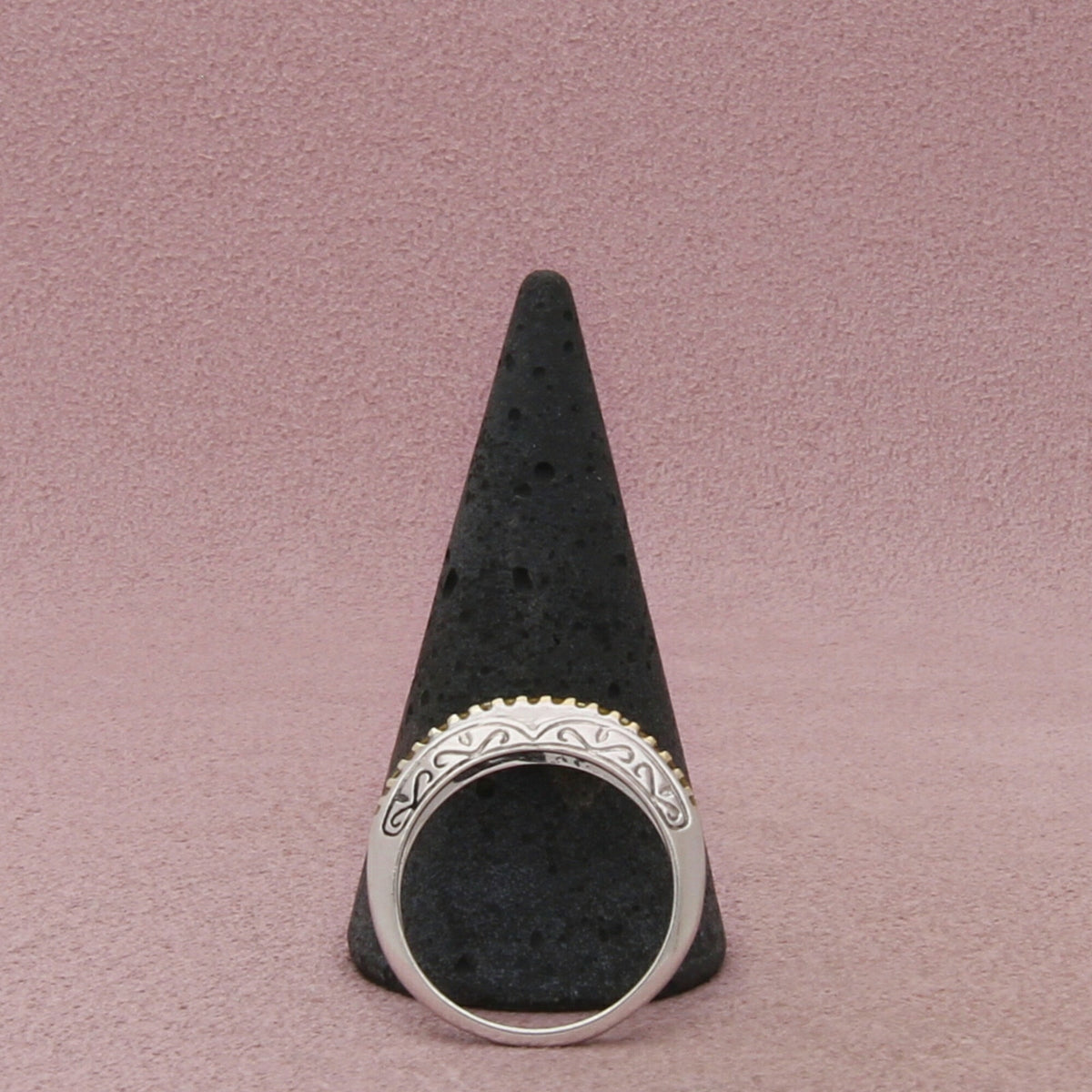 Zales Sterling Silver Yellow Diamond Engraved Scroll Ring Size 8