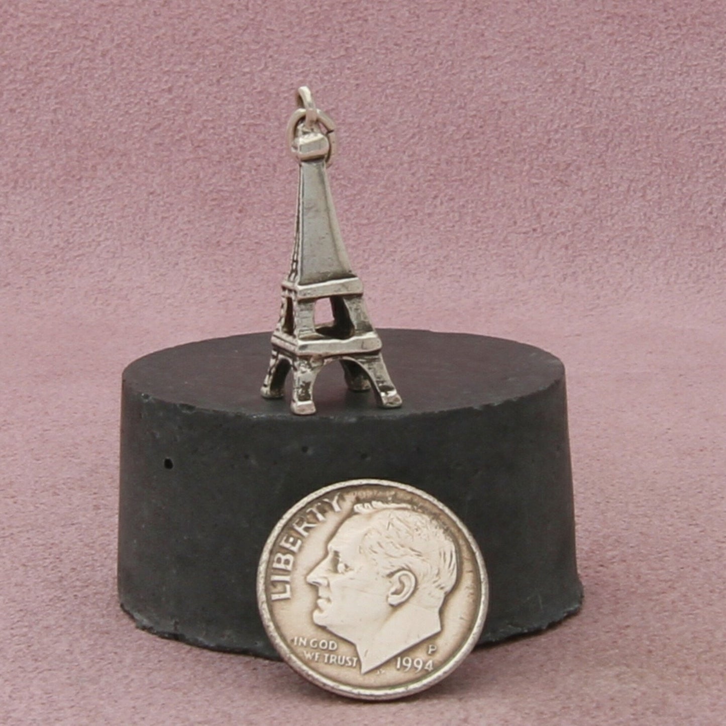 835 silver vintage 3d paris france eiffel tower travel charm pendant