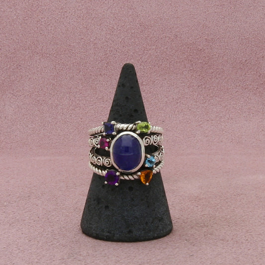 robert manse sterling silver topaz peridot amethyst citrine ring size 8