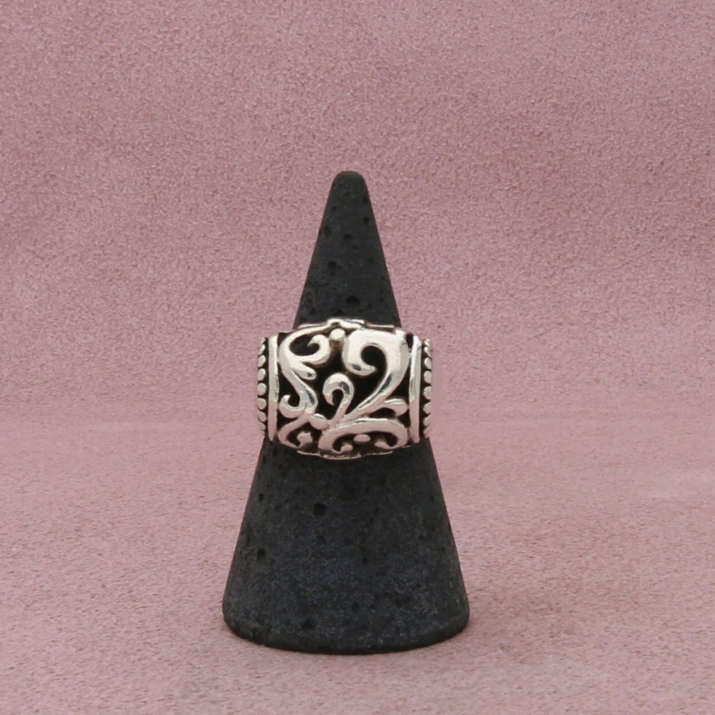 sterling silver vintage chunky scroll dome ring size 6.5
