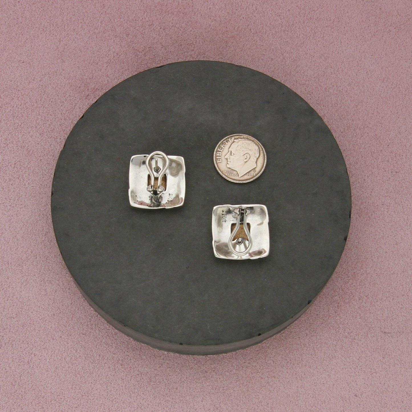james avery sterling silver & 14k gold retired celtic square omega-back earrings