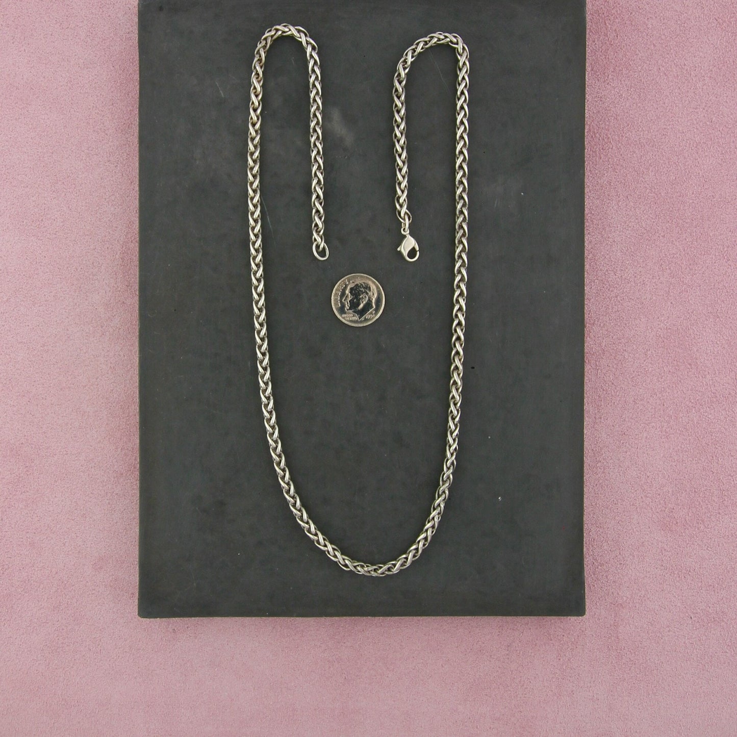sterling silver 4mm spiga chain necklace size 22in